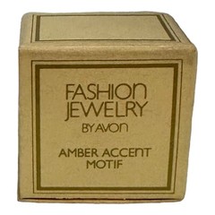 Vintage 1981 Avon Amber Accent Motif Slide Pendent Emerald Cut Crystal Gold Tone
