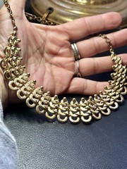 Vintage Egyptian Rival Gold Tone Bib Choker Necklace. 14″