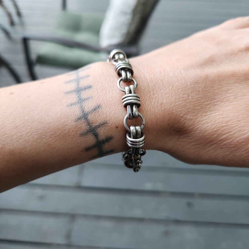 VTG Taxco Mexico Sterling Silver Coil Chain Bracelet