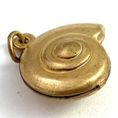 Vintage Charm Seashell Nautilus Snail Shell Brass Metal Pendant Beachy Jewelry