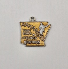 Sterling Silver Enamel Arkansas State Charm Pendant Hot Springs Little Rock 2.4g