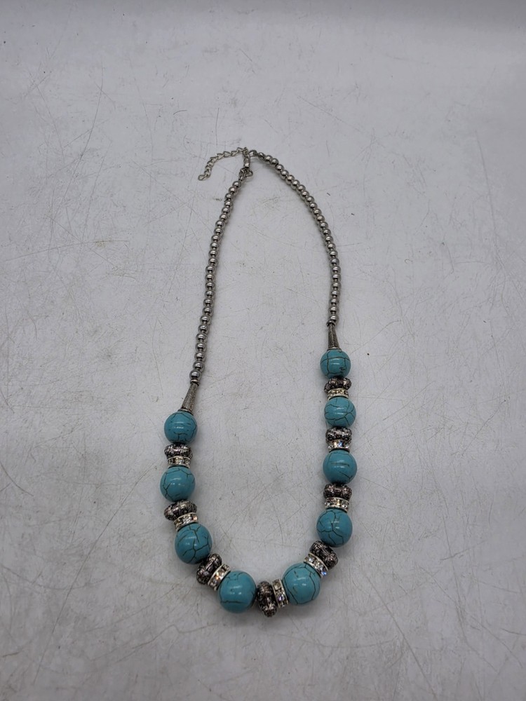 FAUX TURQUOISE NECKLACE Vintage Rare Mint Adjustable Womens Jewlery