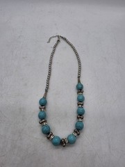FAUX TURQUOISE NECKLACE Vintage Rare Mint Adjustable Womens Jewlery