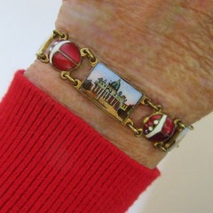 VTG 1940s Sterling Silver Enamel Nautical Flag Sweetheart Bracelet WWII