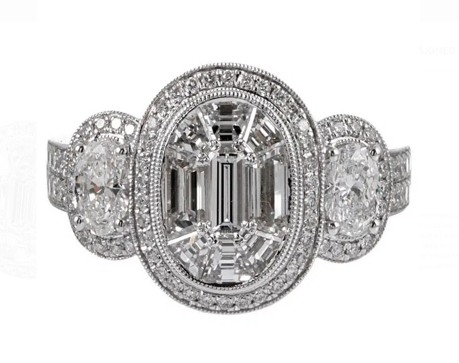Glamorous Royal Style Multi Shape 1.75CT Moissanite Engagement Bridal Ring