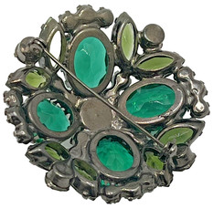 Vintage D&E Juliana Green AB Rhinestone Brooch Pin VERIFIED Uranium Glass Book