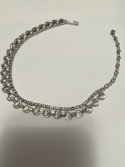 Vintage Rhinestone Choker 12-15.5 Inches Art Deco Style Silver Tone Adjustable