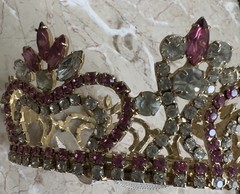 Vintage Pink & Clear Rhinestone PAGEANT CROWN – 5” Inside Diameter, 3 1/8” High