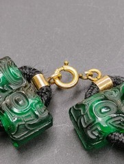 Antique 1920’s France Oreum Metal And Glass Necklace & Bracelet Set