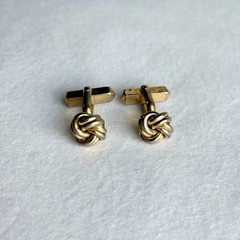 5 Pair SWANK Mid-century Vintage 1950s Cufflinks, Leather, Blue Glass, Love Knot