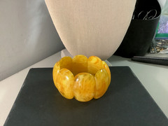 Vintage Art Deco faux egg yolk amber lucite bracelet large link stretch beauty