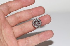 Antique Circa 1900s 18k Gold Top Silver Natural Diamond And Cabochon Ruby Ring