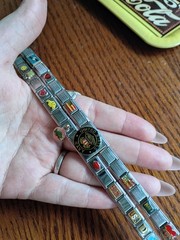 VTG. Y2K ITALIAN CHARM BRACELET DOUBLE ROW LOT ZOPPINI, B’LINQ, D’LINQ,ROMA,Navy