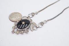 Vintage Sterling Silver 925 Rhinestone Necklace 17.75″