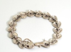 Art Deco 925 Sterling Silver Ladies Bracelet Heart Markasite, 18.5 cm