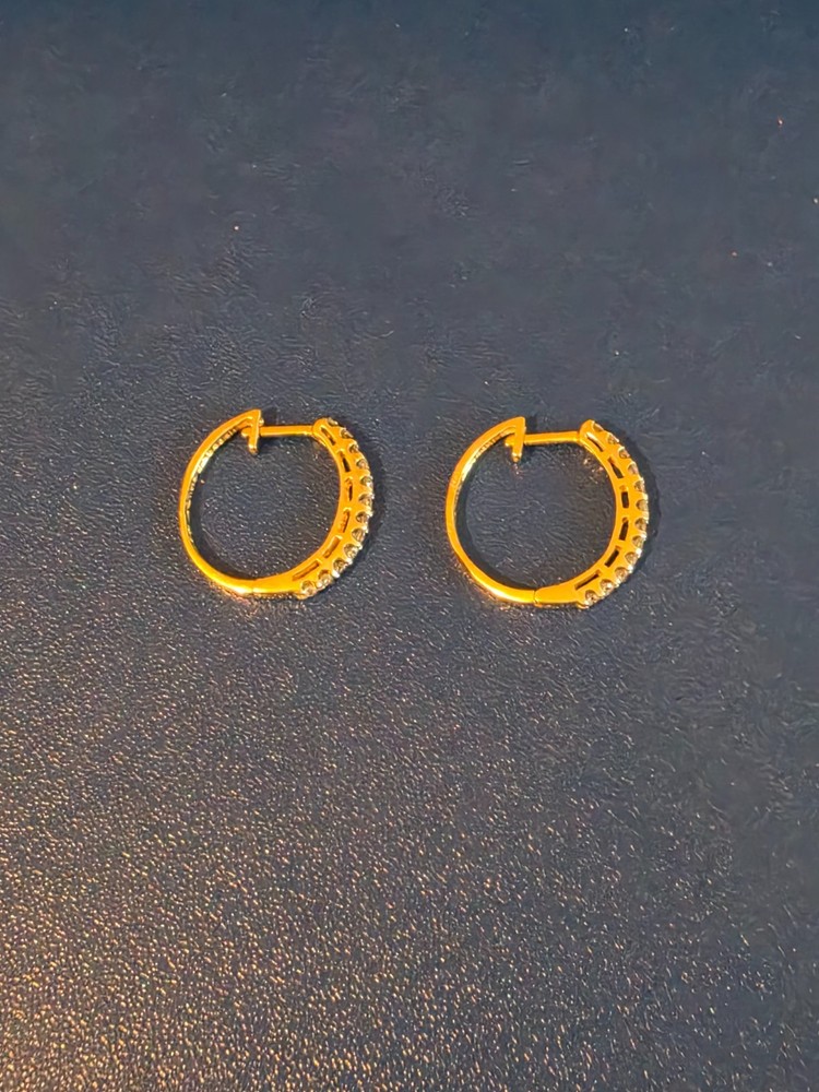14K Yellow Gold Diamond Hoop Earrings 3.1g