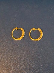 14K Yellow Gold Diamond Hoop Earrings 3.1g