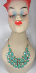 Icing Bib Necklace Seafoam Green Cabochons Pear Oval Marquise MSRP $22.50 NWT