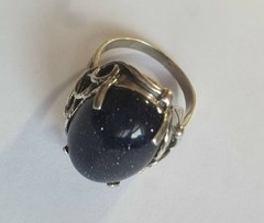 Vintage ring sterling silver 925 Size 8.5 Weight 8.1g Black Goldstone
