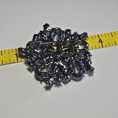 Dark Silver Tone Purple Blue Gray Rhinestone Brooch
