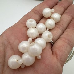 Vintage Pop It Beads Lot Snap Plastic White Faux Pearls Round 1960s 2 Lbs!