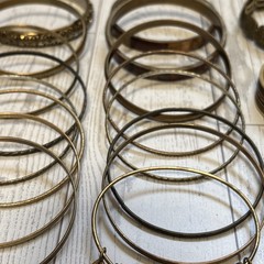 Vintage Style Bangle Bracelet Lot Copper Bronze Brass Tone Mixed Metal Stack