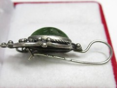 Vintage earrings USSR 875 standard, star, jade, 8.47 g..