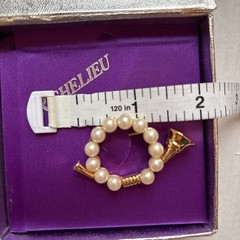 Vintage Richelieu Faux Pearl Brooch French Horn. New W/original packaging
