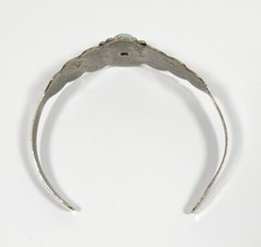 Vintage Nickel Silver Child’s Size Fred Harvey Era Faux Turquoise Cuff Bracelet