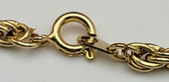 Vintage Gold Plated Rope Chain Necklace 18″ Spring Ring Clasp