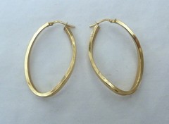 1 5/8″ LONG ITALY 14K YELLOW GOLD SWIRL HOOP CLASSIC LATCH HOOK EARRINGS