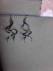 Vintage Earrings Sterling Silver Spiral Twist Long 2″Marked 925