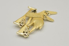 Vintage Pin Brooch Statement Brushed Gold Cocktail Heels Hand Wine 80s Chic Bin5