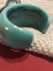 Vintage Blue Marble Bakelite Bangle Bracelet