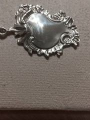 Antique Art Nouveau Sterling Silver Monogram Cartouche Pendant