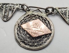 800 Silver Arabic Marked Egyptian Storyteller Filigree Panel Link Necklace