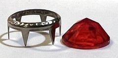 50 Lot Vintage Red Plastic JEWEL with metal rim for material stud foe rhinestone