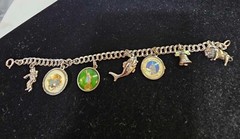 Hoffman Sterling Bracelet w 7 charm Statue liberty NY worlds fair washington DC
