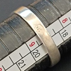 Vintage Silver Turquoise Inlay Ring Modernist Thin Band Signet Mexico Mosaic 925