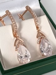 Vintage 1990-s 14 Ct Rolled Gold Zircons Earrings-Hallmarked 585 RG