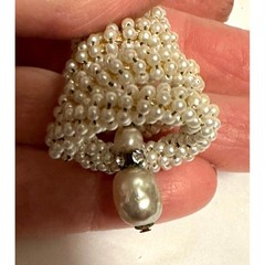 Hattie Carnegie Wired Seed Pearl Dangle Chandelier Earrings