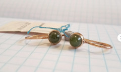 Vintage Earrings Nephrite Stones Gilt Sterling Silver 925 test Women Jewelry