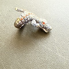 Vintage Blue/Orange FL Crocodile Alligator Rhinestone Adjustable Statement Ring