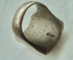 HEAVY 1940’s Vintage “K” MONOGRAM Initial Nickel-Plated Brass BIKER RING Size 9