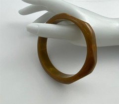 Vintage Bakelite Bangle Bracelet Faceted Octagon Marbled Root-Beer 8″ Inside