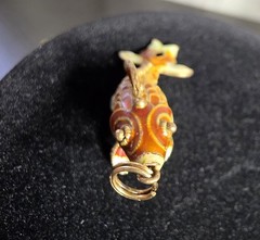 VINTAGE 925 STERLING SILVER ARTICULATED KOI FISH PENDANT ORANGE ENAMEL CLOISONNE