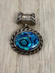 VTG Sterling Silver 925 Tested Marked Abalone Pendant 9.6 Grams Estate Find