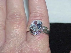 Vintage Sterling Solitare OVAL 4.00ct Crystal Ring 5.9gr Filigree MK Size 10