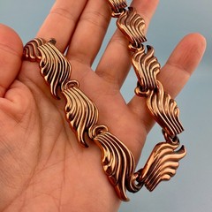 Vintage Renoir Necklace Copper Wing Shaped Links Adjustable 14″ to 18″ Signed