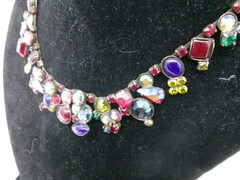 Vintage SORRELLI Signed 17″ Antiqued Brass “Southwest Brights” Crystal Necklace